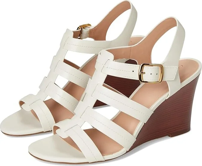 Cole Haan Josie Fisherman Wedge Sandals Women's Sandals Ivory Leather : 8 B - Medium, Leather/Rubber