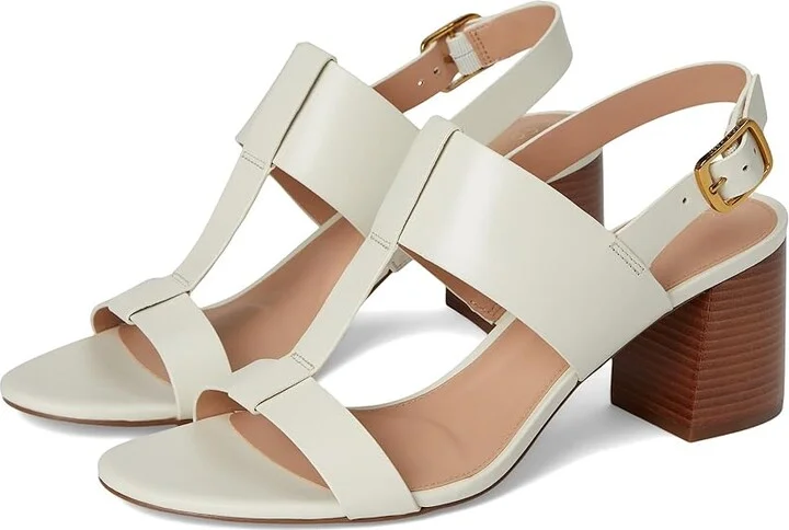 Cole Haan Josie T-Strap Sandals Women's Sandals Ivory Leather : 8.5 B - Medium