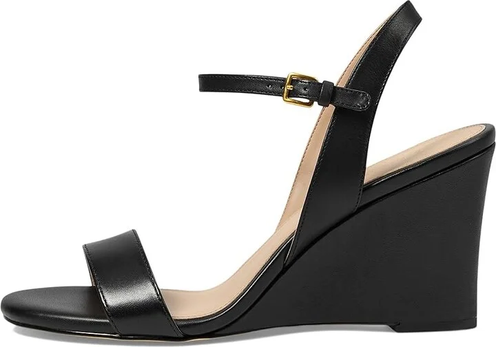 Cole Haan Josie Wedge Sandals Women's Sandals Black Leather : 6.5 B - Medium - Image 6