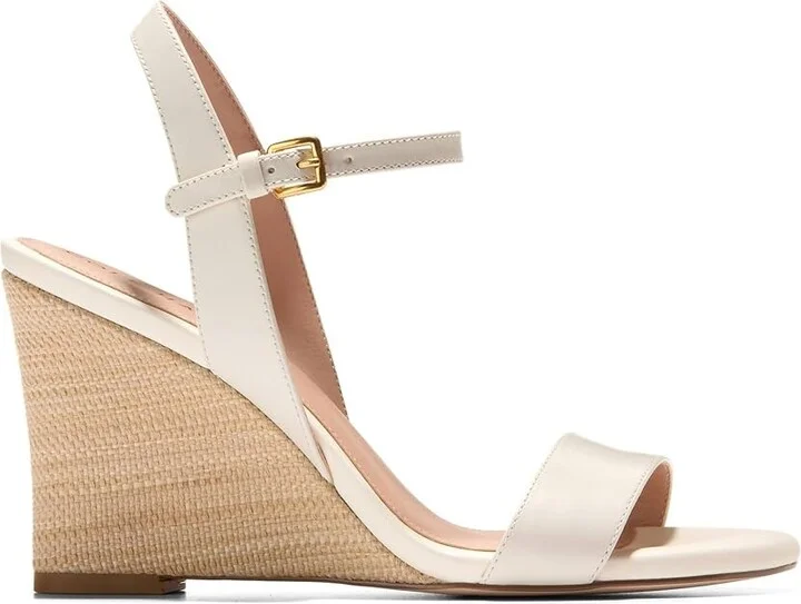 Cole Haan Josie Wedge Sandals Women's Sandals Ivory Leather/Raffia : 10 B - Medium - Image 7