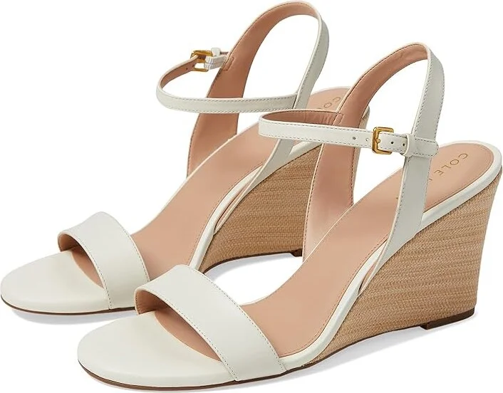 Cole Haan Josie Wedge Sandals Women's Sandals Ivory Leather/Raffia : 10 B - Medium