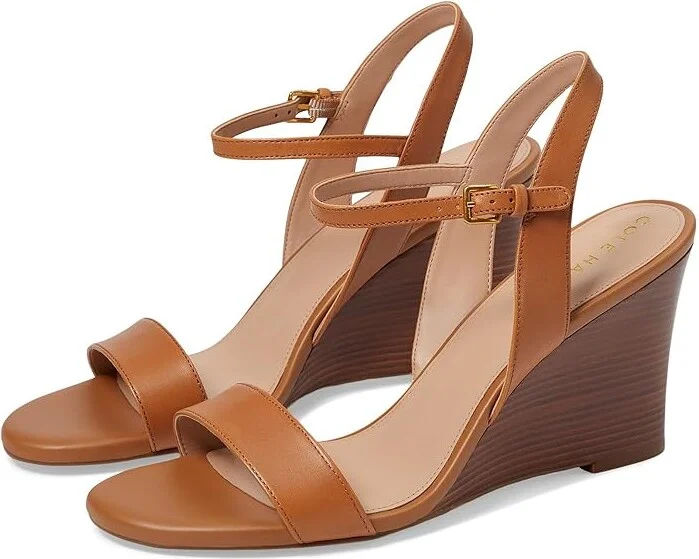 Cole Haan Josie Wedge Sandals Women's Sandals Pecan Leather : 10.5 B - Medium