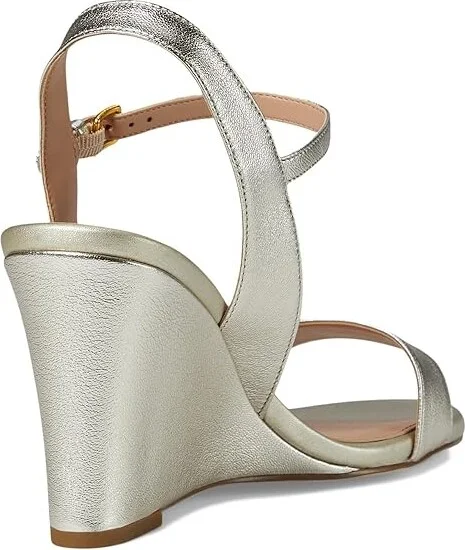 Cole Haan Josie Wedge Sandals Women's Sandals Soft Gold Leather : 10 B - Medium - Image 4