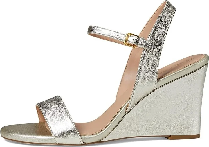 Cole Haan Josie Wedge Sandals Women's Sandals Soft Gold Leather : 10 B - Medium - Image 6