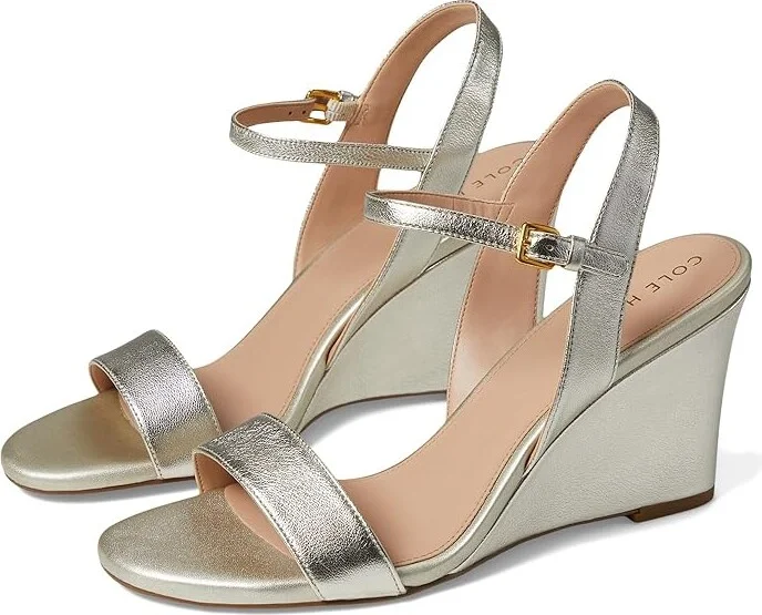 Cole Haan Josie Wedge Sandals Women's Sandals Soft Gold Leather : 10 B - Medium