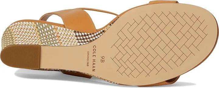 Cole Haan Josie Wedge Sandals Women's Sandals Striped Raffia/Biscuit Leather : 10.5 B - Medium - Image 3