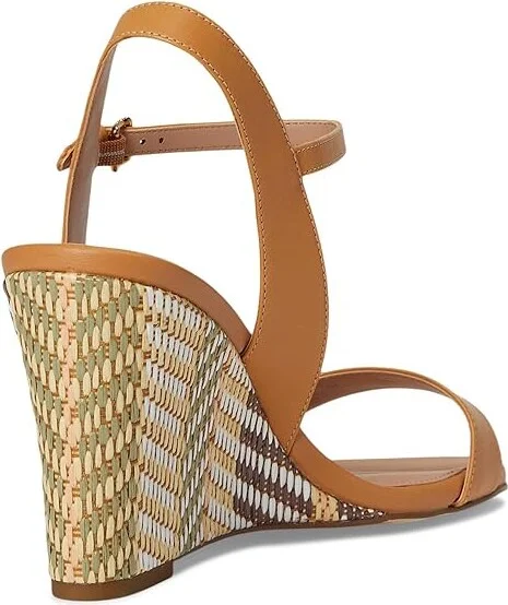 Cole Haan Josie Wedge Sandals Women's Sandals Striped Raffia/Biscuit Leather : 10.5 B - Medium - Image 4