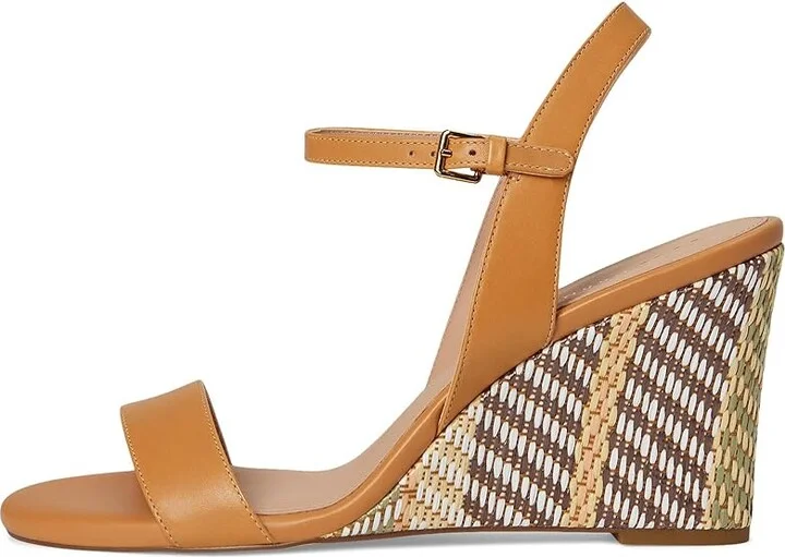 Cole Haan Josie Wedge Sandals Women's Sandals Striped Raffia/Biscuit Leather : 10.5 B - Medium - Image 6