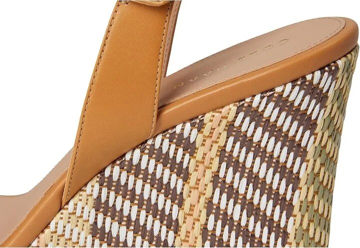 Cole Haan Josie Wedge Sandals Women's Sandals Striped Raffia/Biscuit Leather : 10.5 B - Medium - Image 7