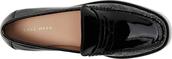 Cole Haan Lana Lux Penny Loafers Remastered Women's Flat Shoes Black Crinkle Patent : 5 B - Medium, Leather - Image 2