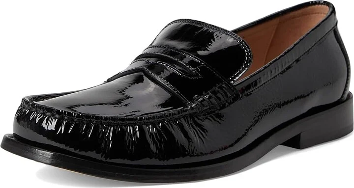 Cole Haan Lana Lux Penny Loafers Remastered Women's Flat Shoes Black Crinkle Patent : 5 B - Medium, Leather - Image 5