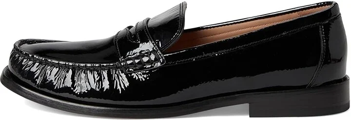 Cole Haan Lana Lux Penny Loafers Remastered Women's Flat Shoes Black Crinkle Patent : 5 B - Medium, Leather - Image 6