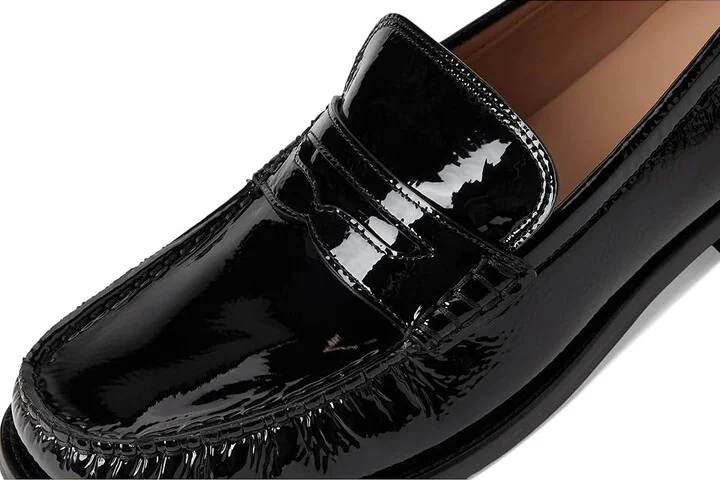Cole Haan Lana Lux Penny Loafers Remastered Women's Flat Shoes Black Crinkle Patent : 5 B - Medium, Leather - Image 7