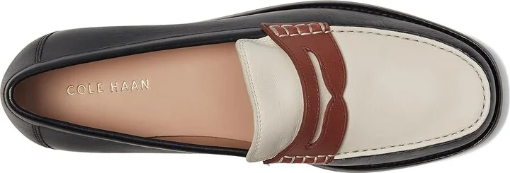 Cole Haan Lana Lux Penny Loafers Remastered Women's Flat Shoes Black/Dark Cuoio/Ivory Leather : 10 B - Medium - Image 2