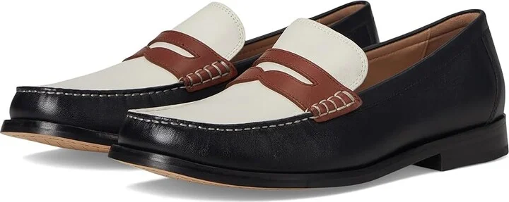 Cole Haan Lana Lux Penny Loafers Remastered Women's Flat Shoes Black/Dark Cuoio/Ivory Leather : 10 B - Medium