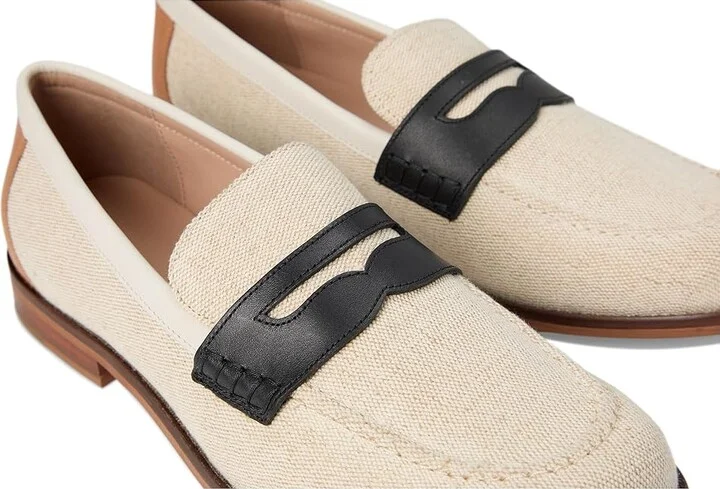 Cole Haan Lana Lux Penny Loafers Remastered Women's Flat Shoes Canvas/Black/Ivroy : 9 C - Wide, Leather - Image 7