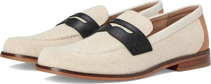Cole Haan Lana Lux Penny Loafers Remastered Women's Flat Shoes Canvas/Black/Ivroy : 9 C - Wide, Leather