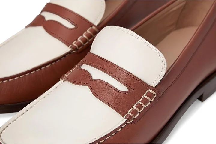 Cole Haan Lana Lux Penny Loafers Remastered Women's Flat Shoes Dark Cuoio Box Leather/Ivory Leather : 6 B - Medium - Image 7