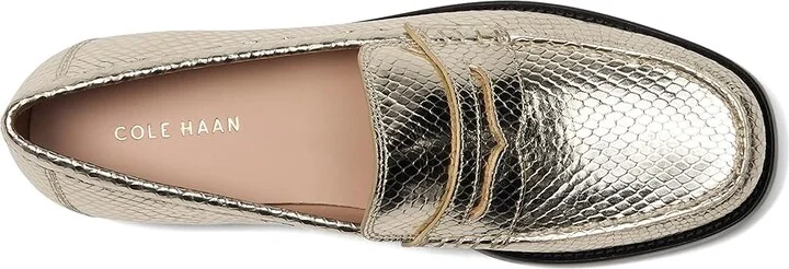 Cole Haan Lana Lux Penny Loafers Remastered Women's Flat Shoes Gold Snake Print Leather : 9.5 C - Wide - Image 2