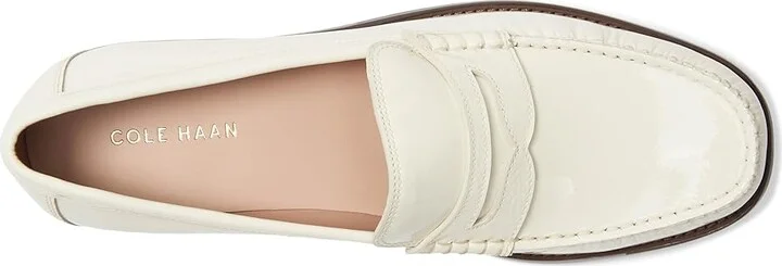 Cole Haan Lana Lux Penny Loafers Remastered Women's Flat Shoes Ivory Crinkle Patent : 6 B - Medium, Leather - Image 2