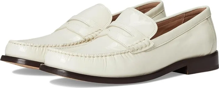 Cole Haan Lana Lux Penny Loafers Remastered Women's Flat Shoes Ivory Crinkle Patent : 6 B - Medium, Leather