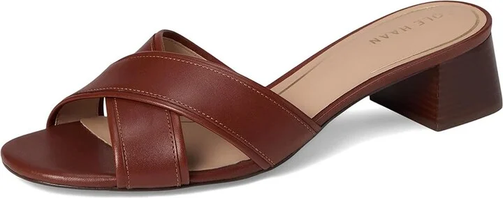 Cole Haan Landon Sandals 40mm Women's Sandals Dark Cuoio Leather : 7.5 B - Medium, Leather/Rubber - Image 5