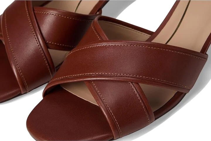 Cole Haan Landon Sandals 40mm Women's Sandals Dark Cuoio Leather : 7.5 B - Medium, Leather/Rubber - Image 7