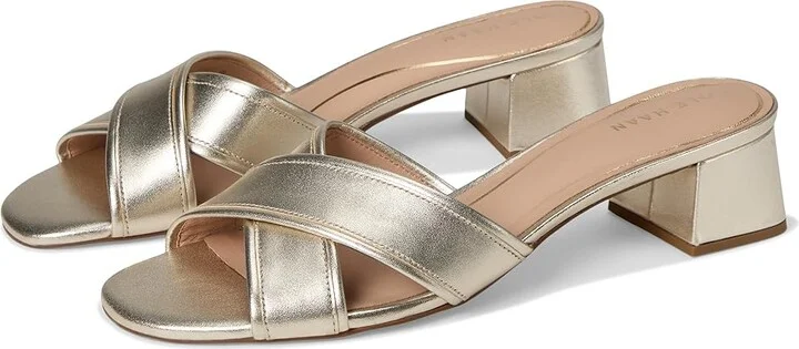 Cole Haan Landon Sandals 40mm Women's Sandals Soft Gold Leather : 8 B - Medium, Leather/Rubber