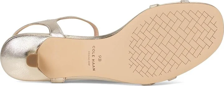 Cole Haan Leni Kitten Heel Strappy Sandals 40mm Women's Sandals Soft Gold Leather : 8 B - Medium - Image 3