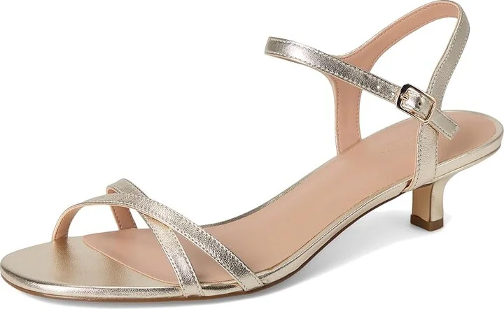 Cole Haan Leni Kitten Heel Strappy Sandals 40mm Women's Sandals Soft Gold Leather : 8 B - Medium - Image 5