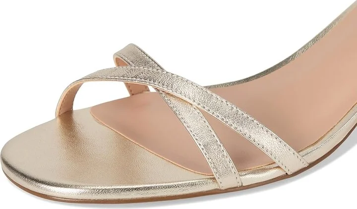 Cole Haan Leni Kitten Heel Strappy Sandals 40mm Women's Sandals Soft Gold Leather : 8 B - Medium - Image 7