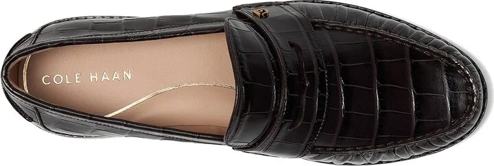 Cole Haan Lux Pinch Penny Loafers Women's Shoes Dark Chocolate Croc Print Leather : 8 B - Medium - Image 2