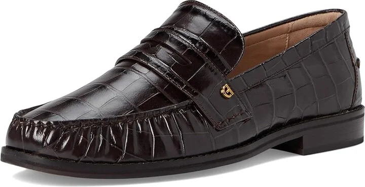 Cole Haan Lux Pinch Penny Loafers Women's Shoes Dark Chocolate Croc Print Leather : 8 B - Medium - Image 5