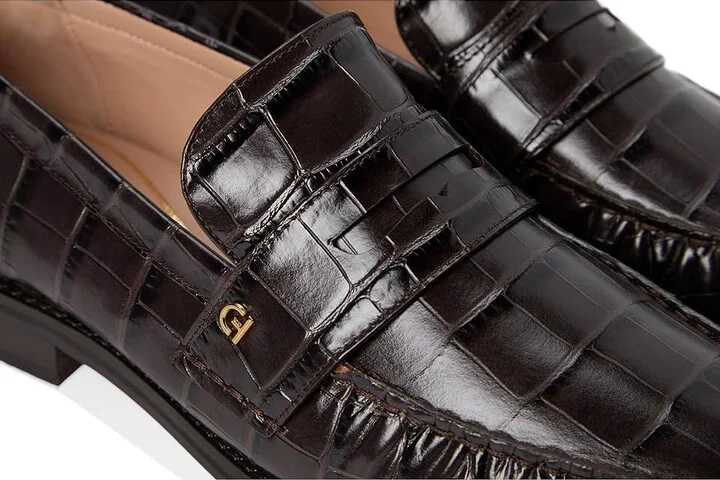 Cole Haan Lux Pinch Penny Loafers Women's Shoes Dark Chocolate Croc Print Leather : 8 B - Medium - Image 7