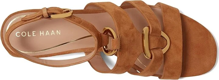 Cole Haan Lyanna Link Ankle Strap Sandals Women's Sandals Dark Caramel Suede : 11 B - Medium, Leather - Image 2