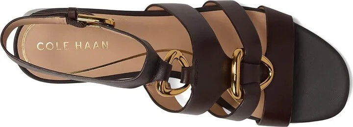 Cole Haan Lyanna Link Ankle Strap Sandals Women's Sandals Dark Chocolate Leather : 8.5 B - Medium - Image 2