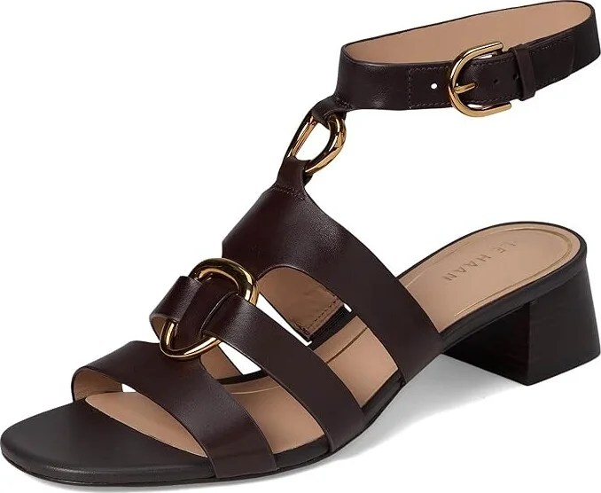 Cole Haan Lyanna Link Ankle Strap Sandals Women's Sandals Dark Chocolate Leather : 8.5 B - Medium - Image 5