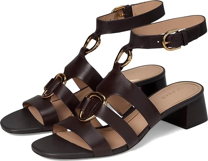 Cole Haan Lyanna Link Ankle Strap Sandals Women's Sandals Dark Chocolate Leather : 8.5 B - Medium