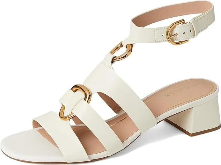 Cole Haan Lyanna Link Ankle Strap Sandals Women's Sandals Ivory Leather : 10 B - Medium - Image 5