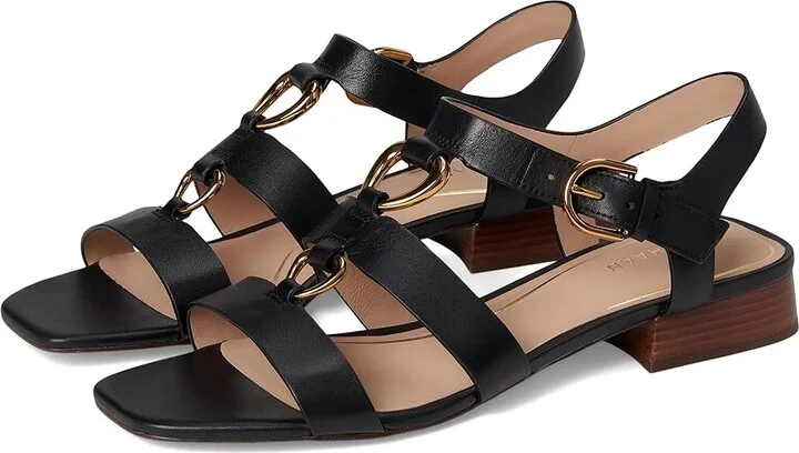 Cole Haan Lyanna Link Sandals Women's Sandals Black Leather : 9 B - Medium