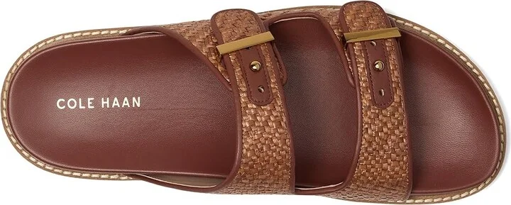 Cole Haan Marisol Footbed Sandals Women's Sandals Tan Raffia/Dark Cuoio Leather : 6.5 B - Medium - Image 2