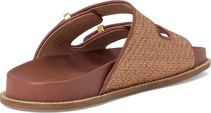 Cole Haan Marisol Footbed Sandals Women's Sandals Tan Raffia/Dark Cuoio Leather : 6.5 B - Medium - Image 4