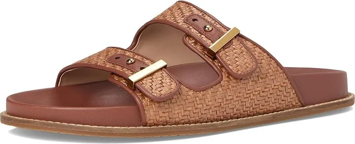 Cole Haan Marisol Footbed Sandals Women's Sandals Tan Raffia/Dark Cuoio Leather : 6.5 B - Medium - Image 5