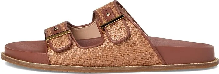 Cole Haan Marisol Footbed Sandals Women's Sandals Tan Raffia/Dark Cuoio Leather : 6.5 B - Medium - Image 6