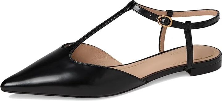Cole Haan Marlah T-Strap Ballet Flats Women's Flat Shoes Black Box Leather : 8 B - Medium, EVA/Leather/Polyester - Image 5