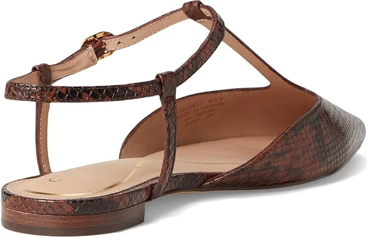 Cole Haan Marlah T-Strap Ballet Flats Women's Flat Shoes Dark Cuoio Snake Print Leather : 10.5 B - Medium, EVA/Leather/Polyester - Image 4