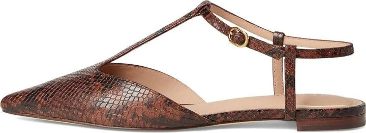 Cole Haan Marlah T-Strap Ballet Flats Women's Flat Shoes Dark Cuoio Snake Print Leather : 10.5 B - Medium, EVA/Leather/Polyester - Image 6