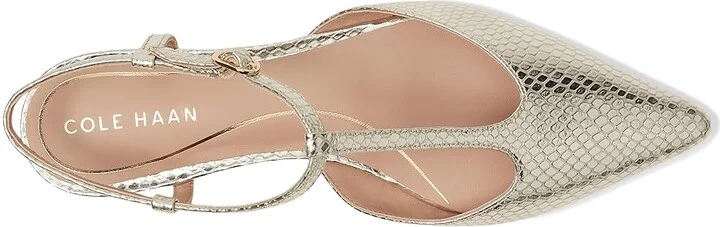 Cole Haan Marlah T-Strap Ballet Flats Women's Flat Shoes Gold Snake Print Leather : 7 B - Medium, EVA/Leather/Polyester - Image 2