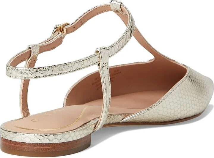 Cole Haan Marlah T-Strap Ballet Flats Women's Flat Shoes Gold Snake Print Leather : 7 B - Medium, EVA/Leather/Polyester - Image 4