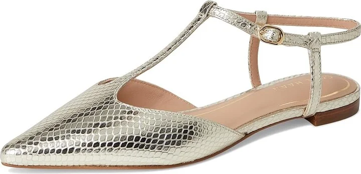 Cole Haan Marlah T-Strap Ballet Flats Women's Flat Shoes Gold Snake Print Leather : 7 B - Medium, EVA/Leather/Polyester - Image 5
